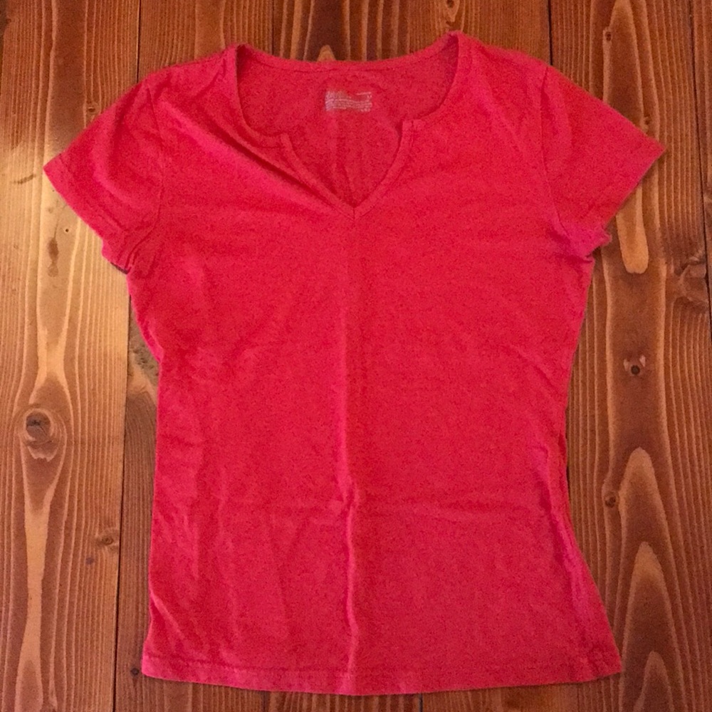 Red V-neck sleep tee